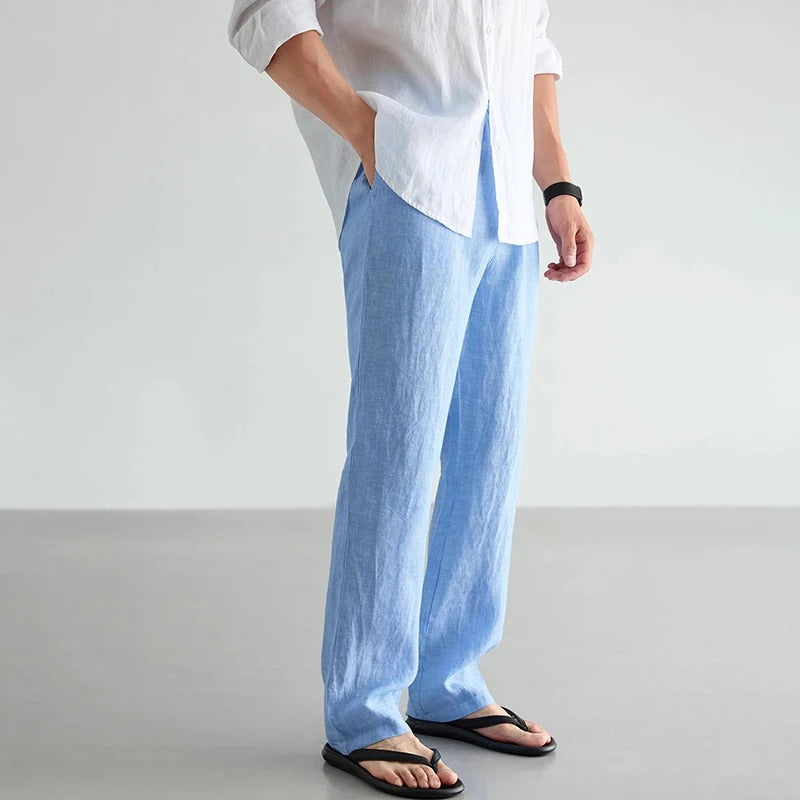 Men's Solid-Colored Versatile Drawstring Straight-Cut Casual Pants