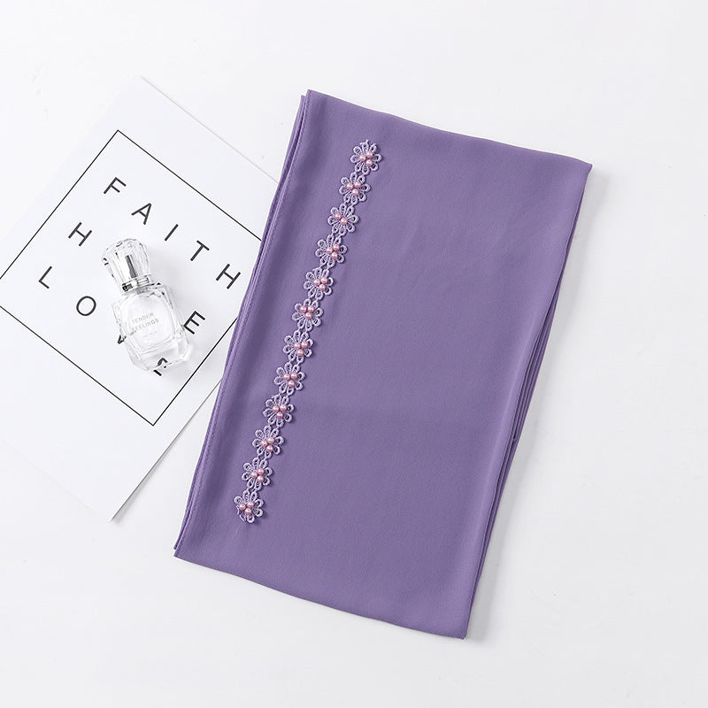 Pearl Chiffon Nail Pearl Decorative Headscarf