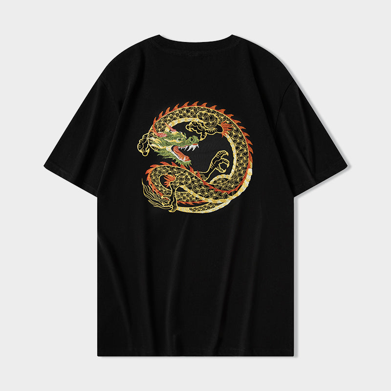 KH866 Golden Dragon Besticktes T-Shirt