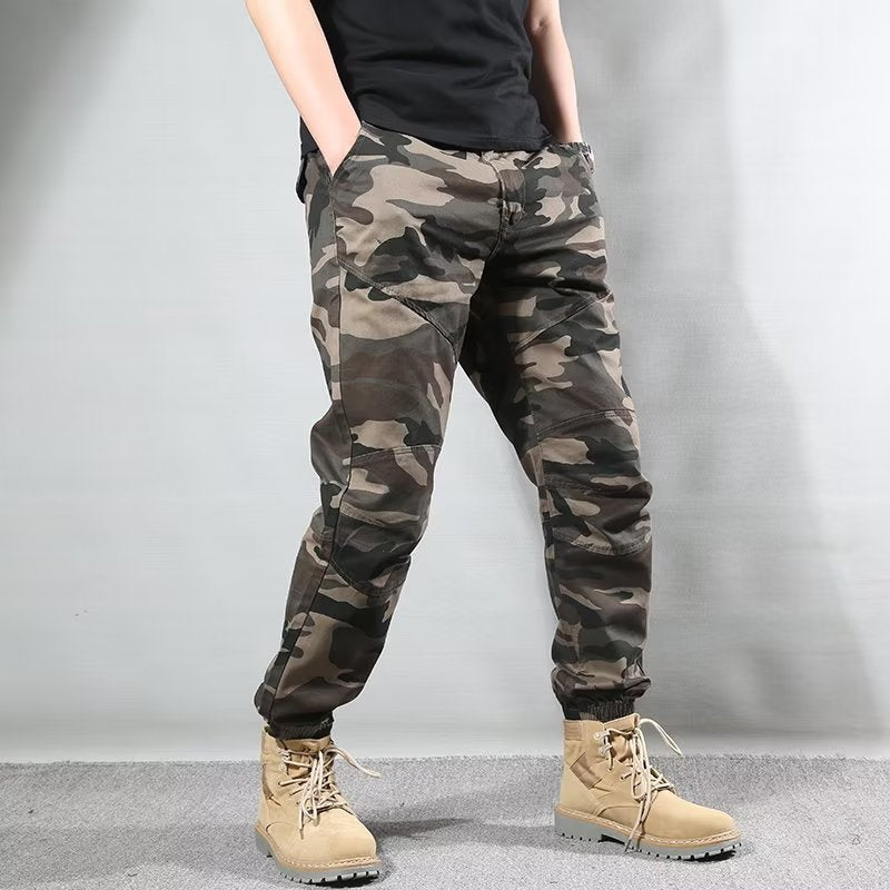 Mens Japanese-Style Retro Camo Ankle-Fit Pants