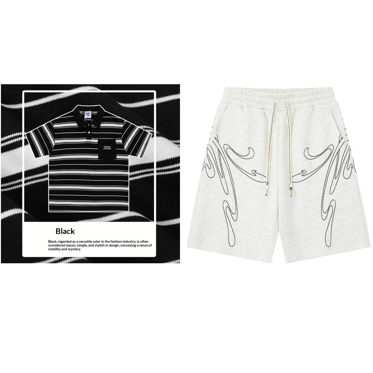 Loose-fitting Polo Shirt With A Lapel Collar Short-sleeved Striped T-shirt