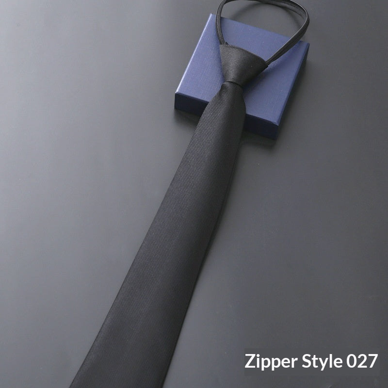 Mens Business Formal Zipper Tie With Blue Stripes