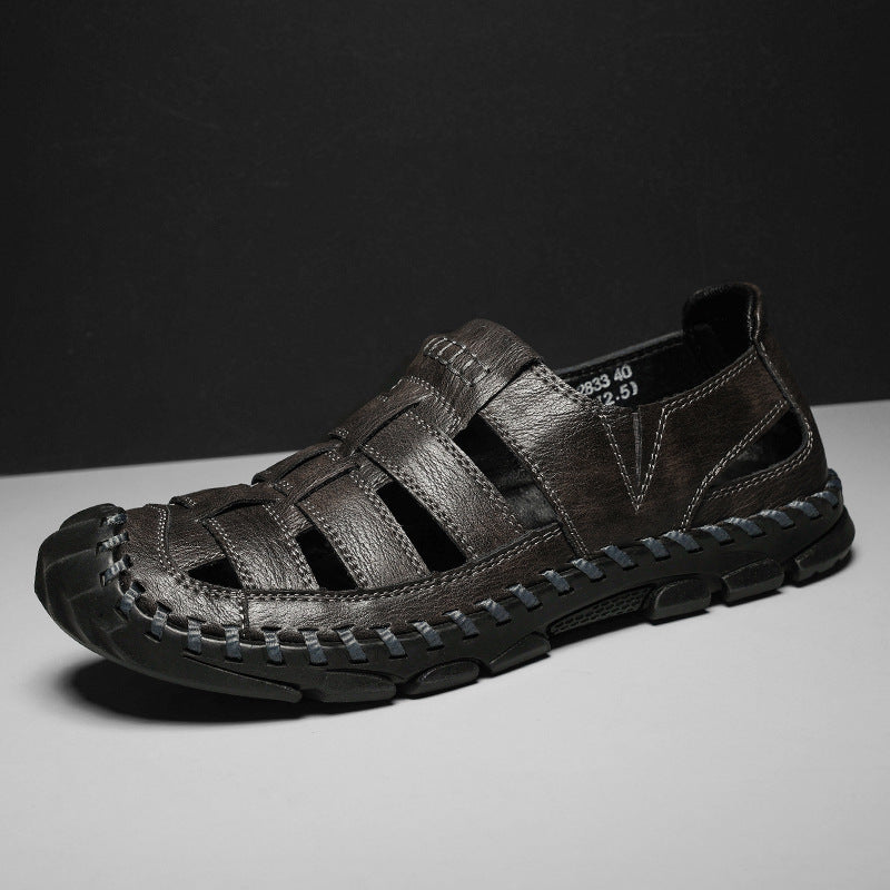 Plus-size Mens Hollow-out Sandals With A Sewn-in Sole