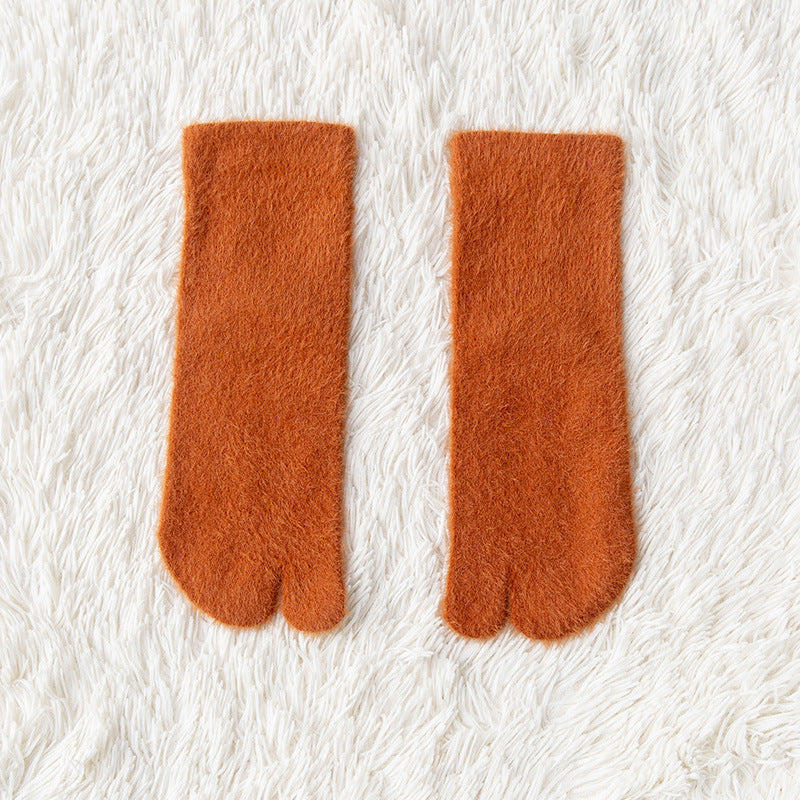 Women's Fleece-lined Thermal Winter Toe Socks Mid-calf Thick Warm