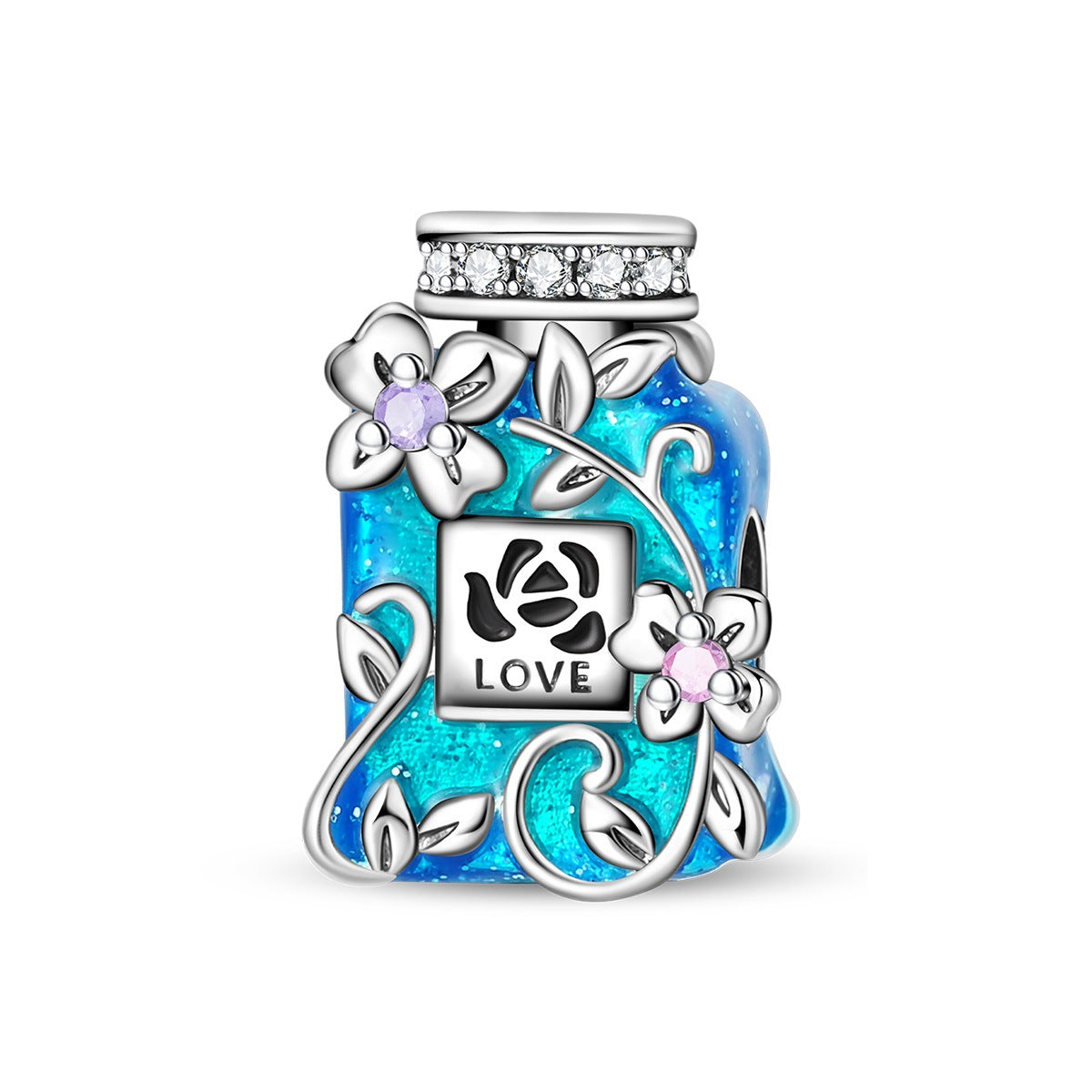 Blue Oil-drip Plated Silver Bow Bracelet And Necklace With Beads