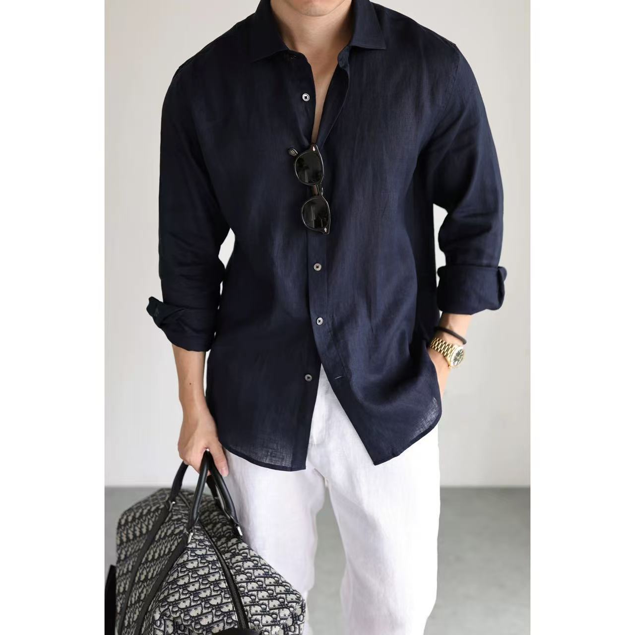 Old-money-style Slim-fit Long-sleeve Shirt