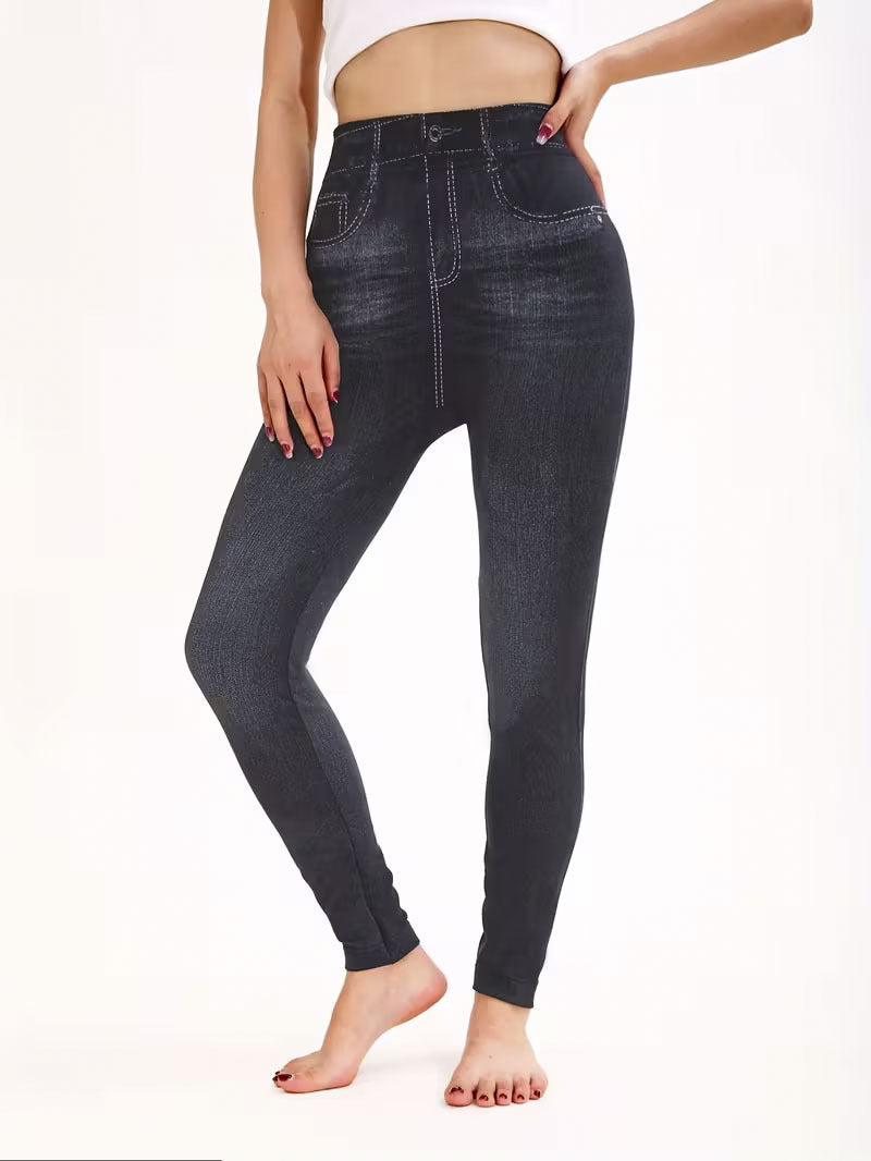 High-waisted Yoga Pants With Double-ring Gold-stamped Print