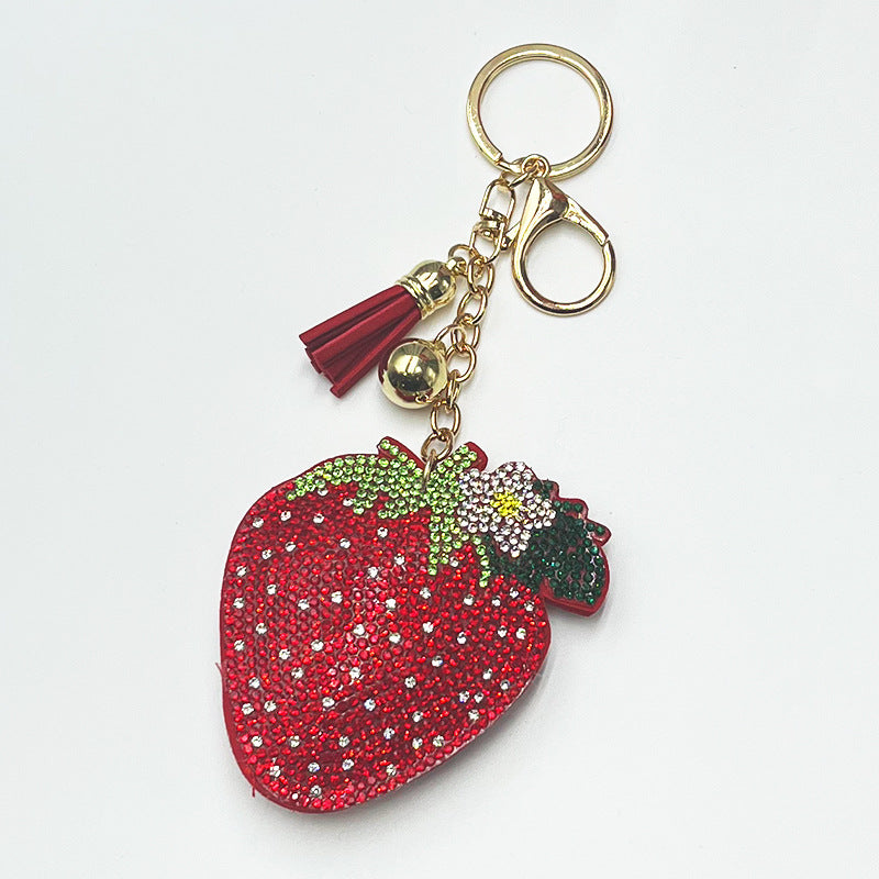 New Diamond-encrusted Strawberry Keychain