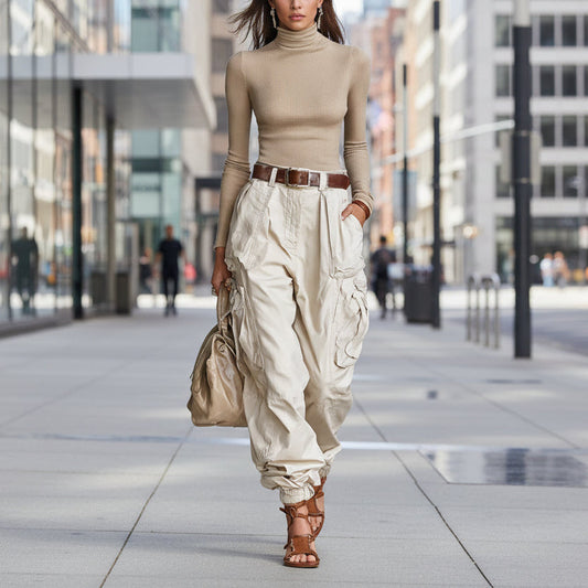 Women’s High-Waist Loose Fit Wide-Leg Casual Trousers