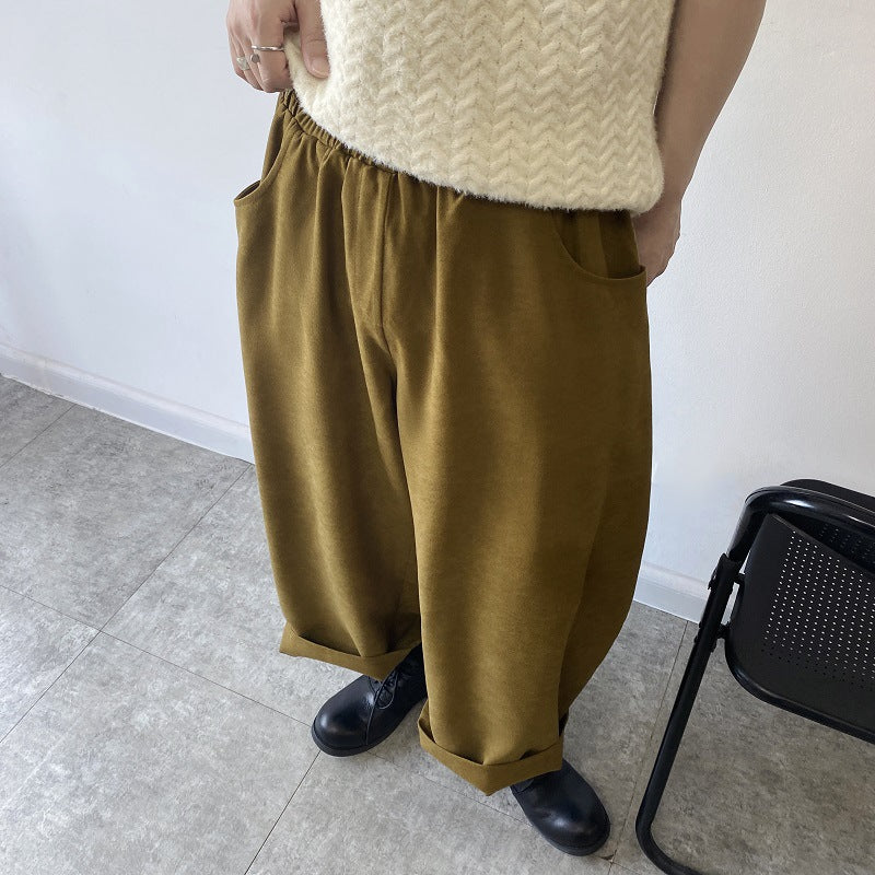 Extra-loose Mens Cropped Wide-leg Pants