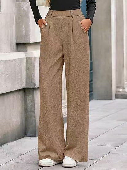 Solid Color Straight-leg Wide-leg Pants Women