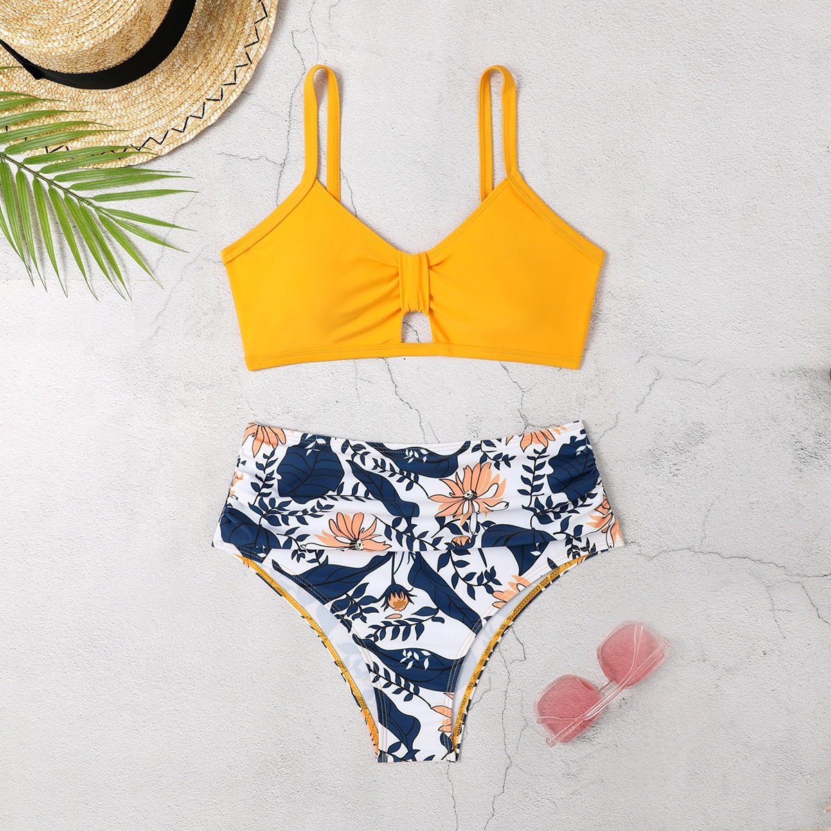 Push Up Floral Bikini Sets Women Two Pieces Swimsuits Women's Bathing Suits Push Up Halter Bandage Bikini Floral Printing Swim Bottoms Two Piece Swimsuits New Girl Beach Bathing Suits Swimwear