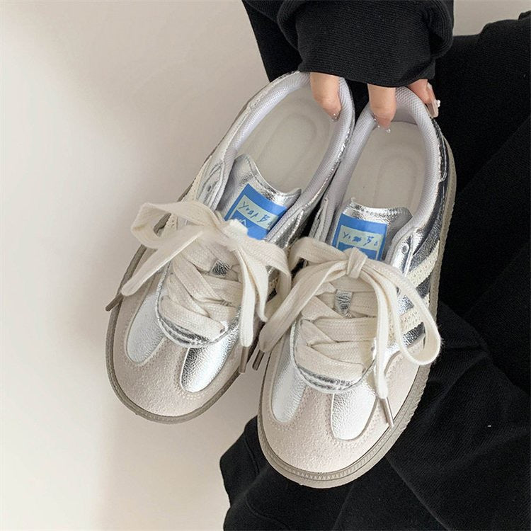 Retro Casual White Sneakers For Womenversatile And Perfect For Sports