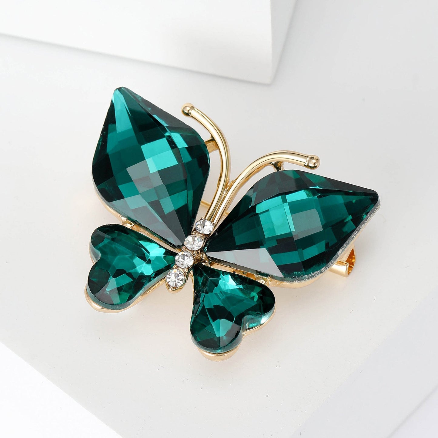 Fashionable Diamond-Encrusted Small Crystal Glass Butterfly Brooch