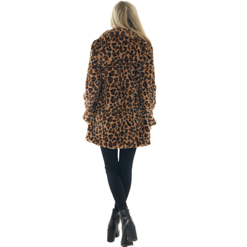 Rabbit Fur Leopard Print Mid-length Clothing Fashionable Jacket