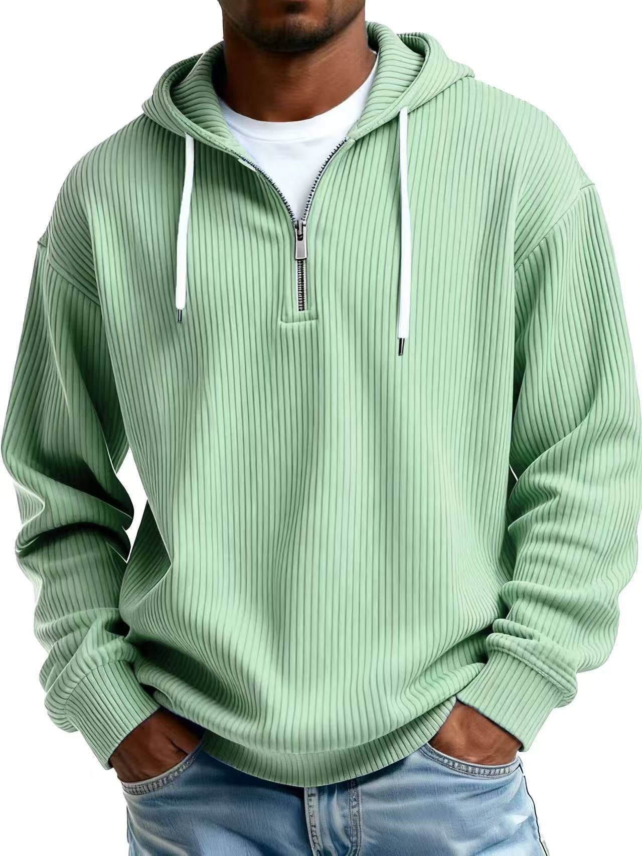 Mens Long-Sleeve Hooded Jacket Loose-Fit Casual Sweatshirt