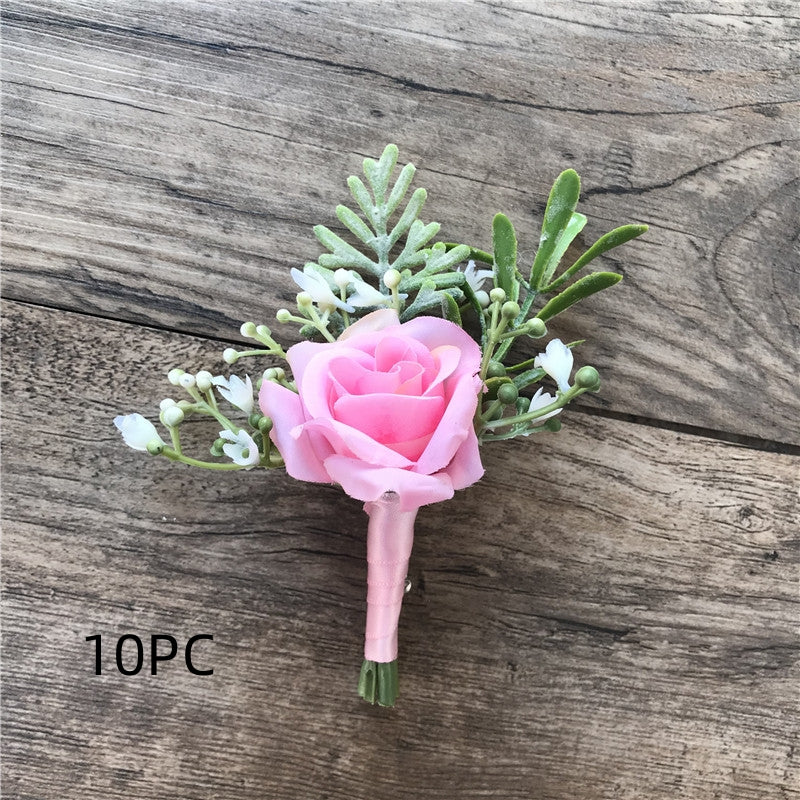 Korean Fabric Bride And Groom Corsage Rose Small Buds Silk Flower Before Marriage