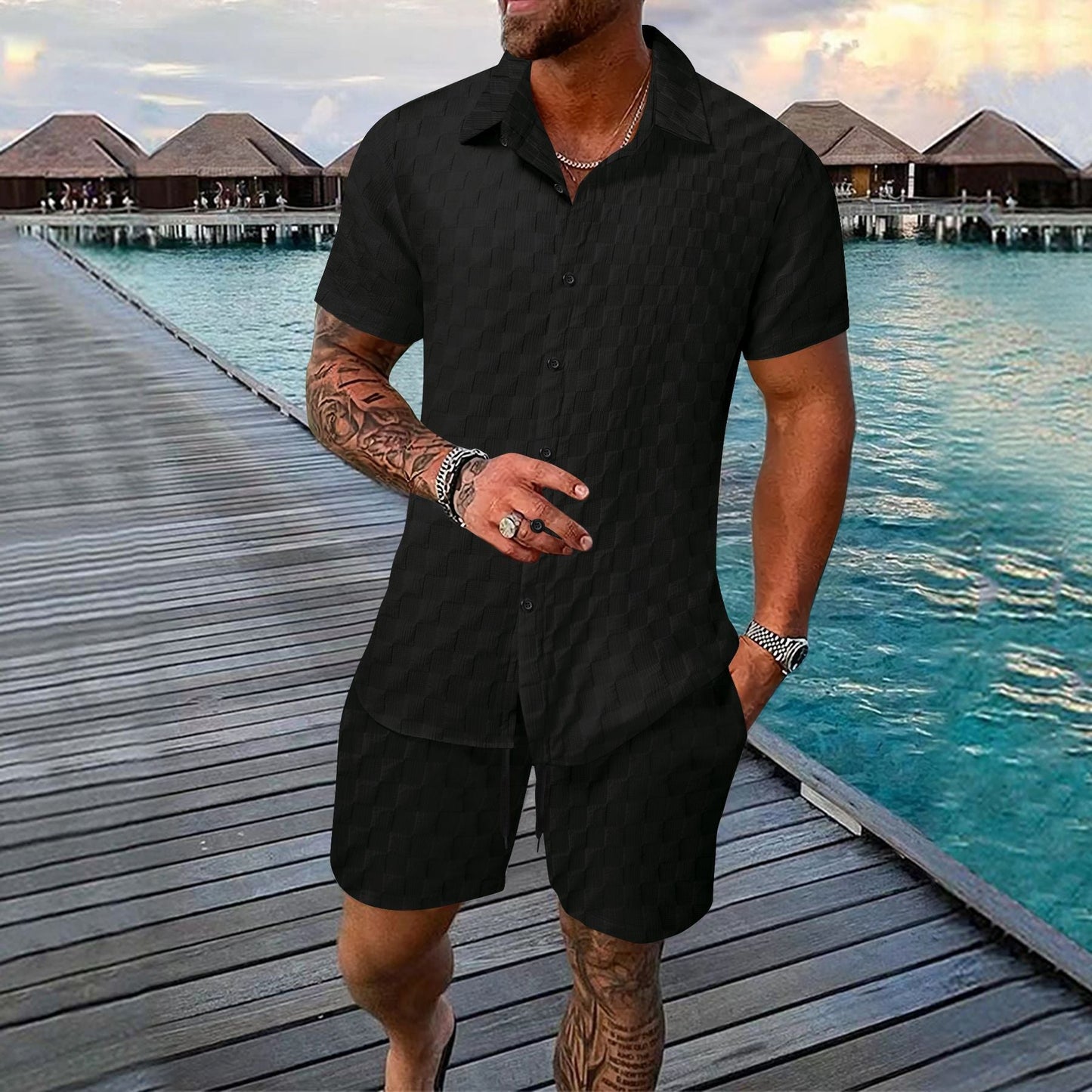 Men's Chemical Fiber Shirt Casual Suit
