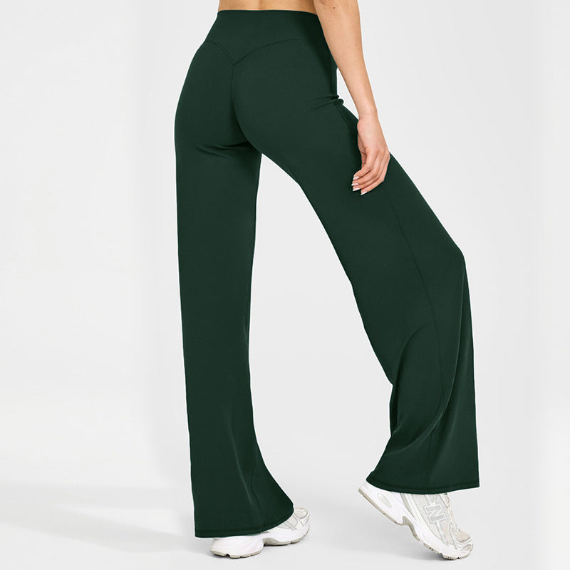 Loose Straight-leg Yoga Pants That Create A Slimming High-waisted Look
