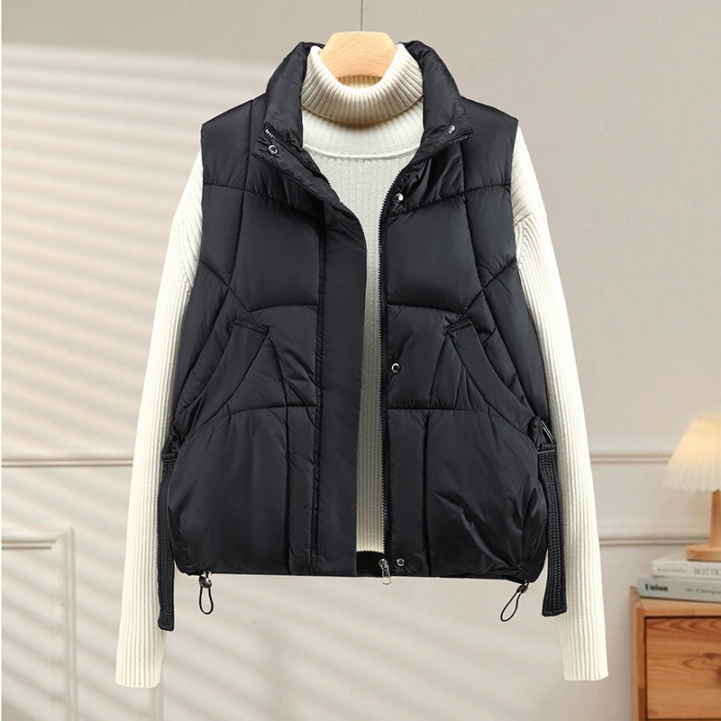 Women's Autumn Loose Outerwear Stand Collar Cotton Vest