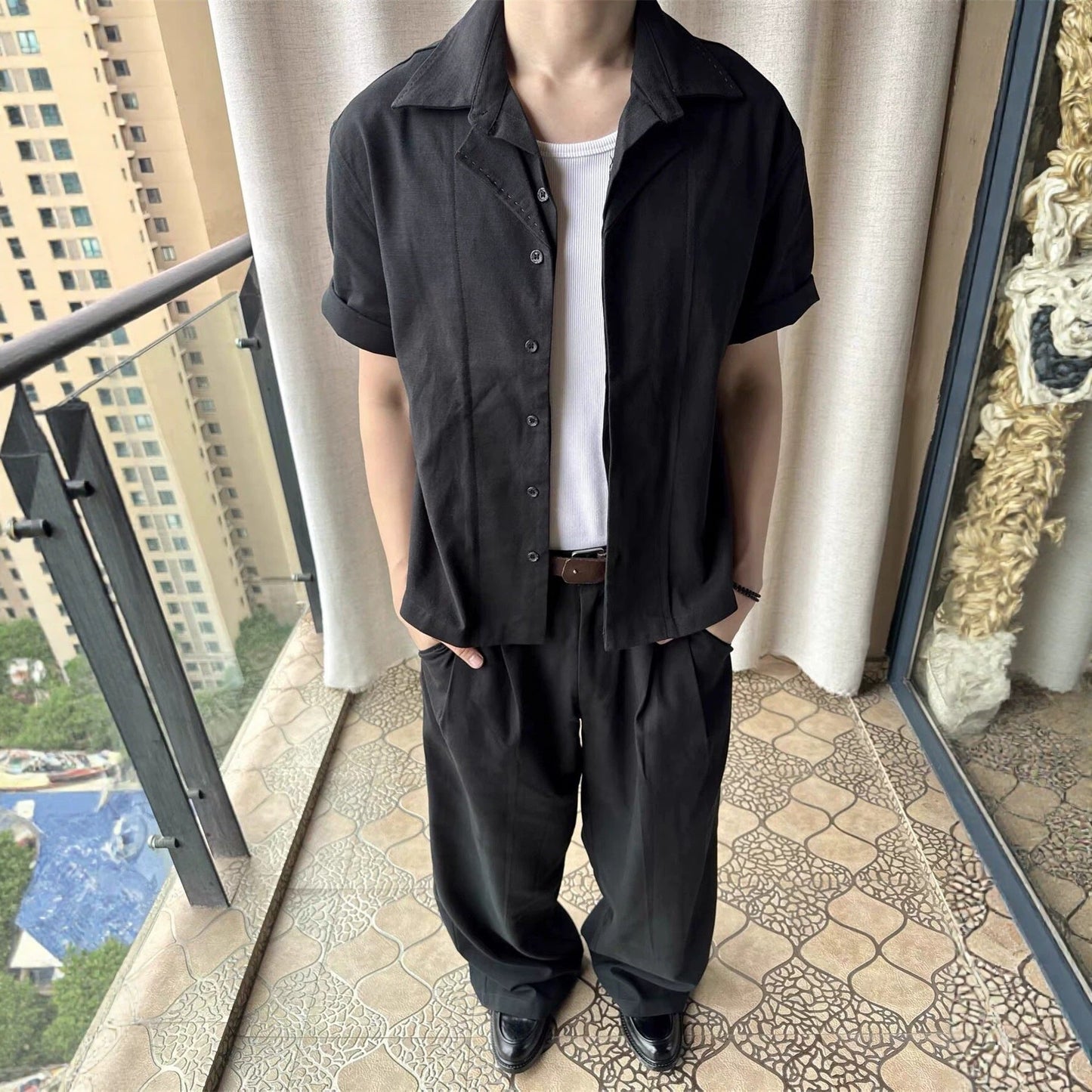 Versatile Casual Hand-stitched Short-sleeve Shirt