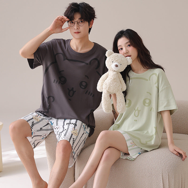 Outdoor Wear Loose Short-sleeved Shorts Couple Pajamas