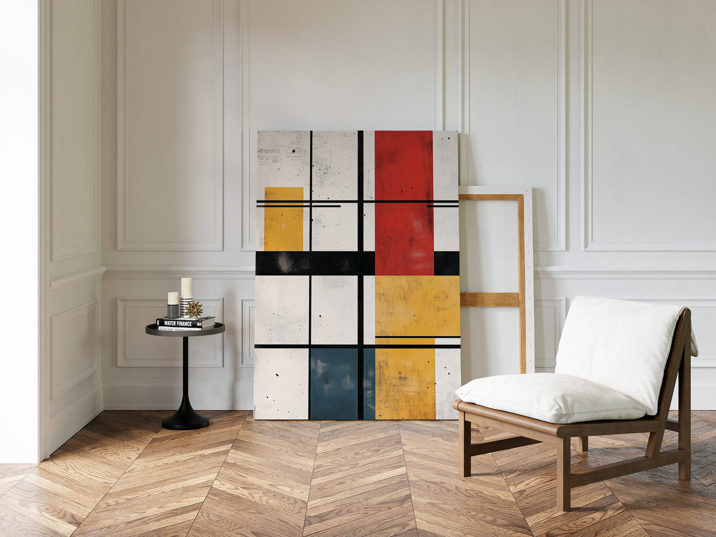 Rythme modulaire – Art de grille aux couleurs primaires abstraites