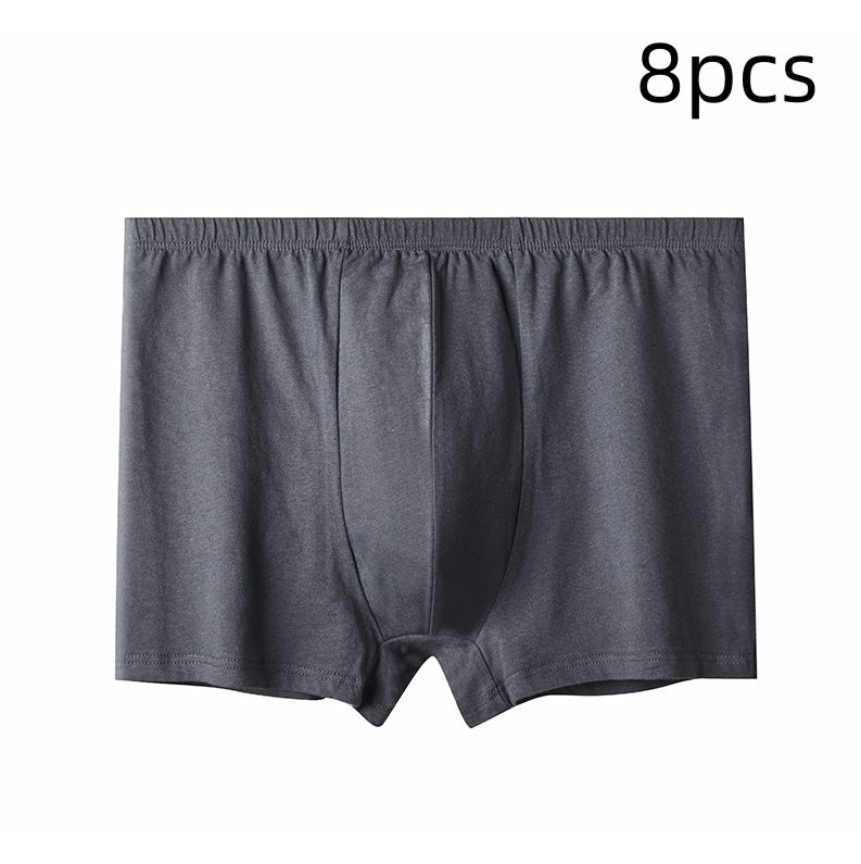 Men's High-waisted Pure Cotton Plus Size Loose Deep-crotch Cotton Breathable Boxer Shorts