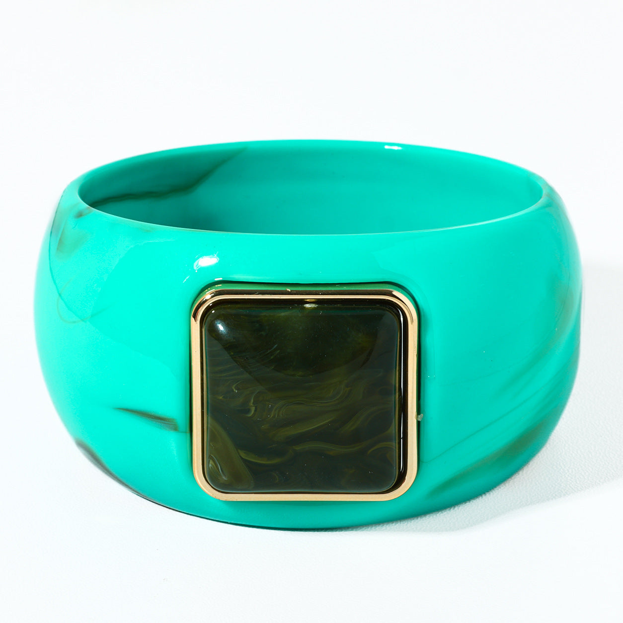 Retro Ombre Gold-Edged Square Resin Bracelet
