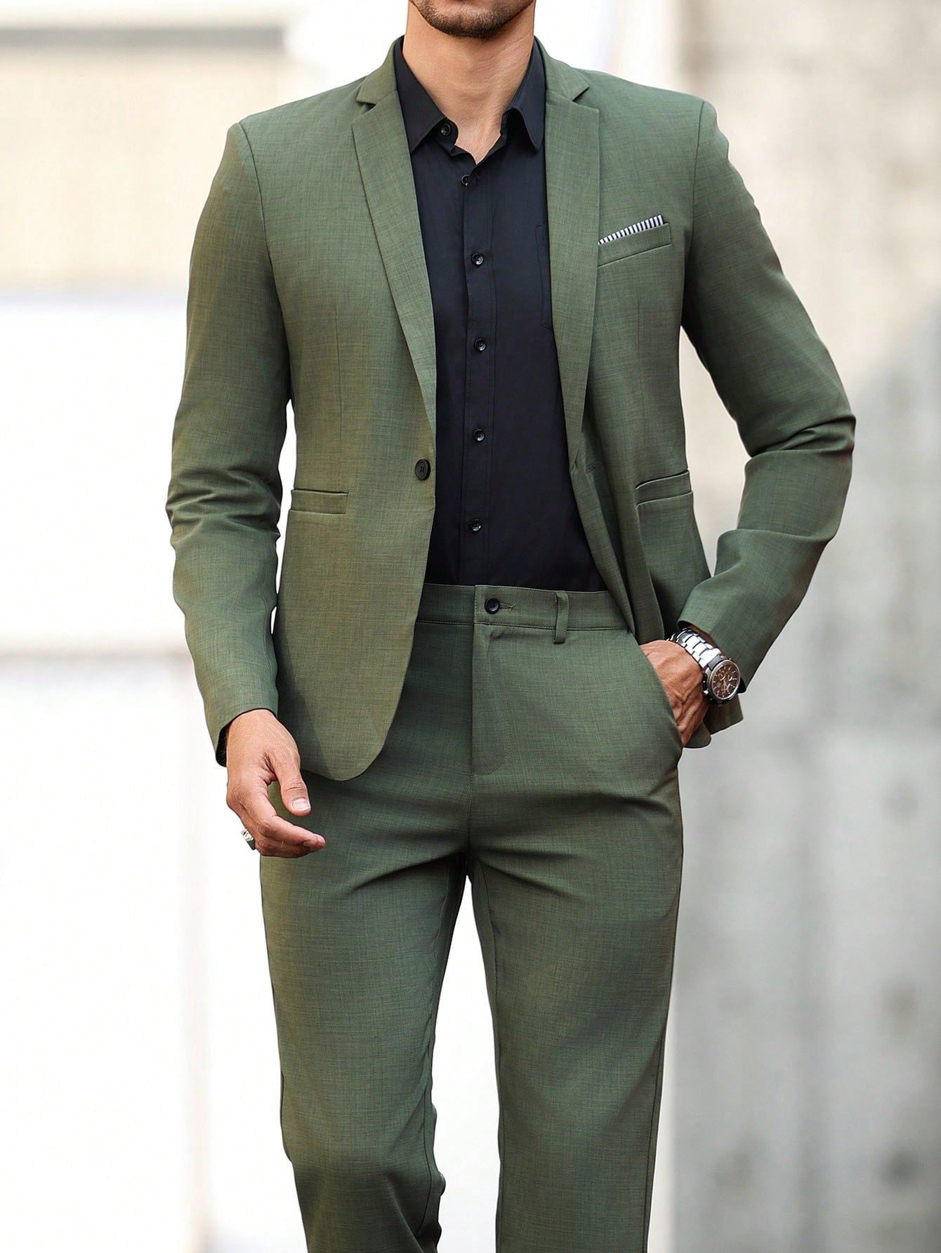 Mens Light-business Dark Green Suit Set