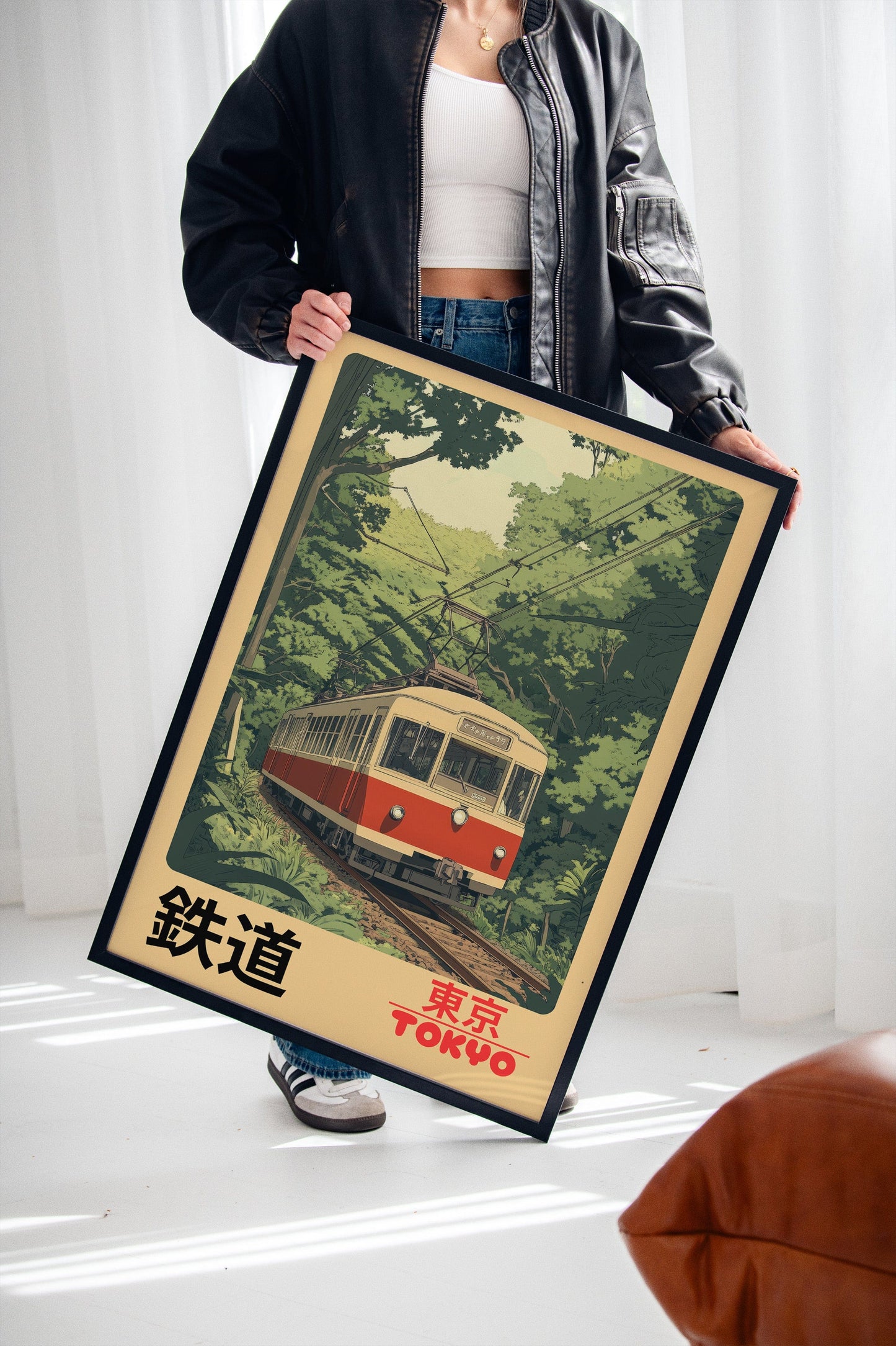 Affiche Rétro Chemin de Fer de Tokyo – Art Mural de Train Japonais, Impression de Voyage Vintage