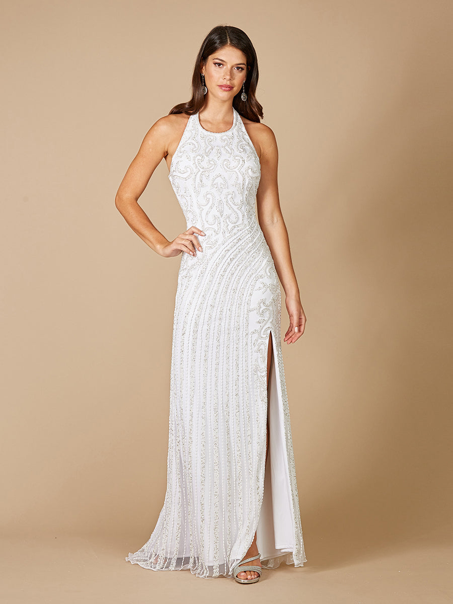 Robe de mariée perlée Lara Dawson avec col Américain
