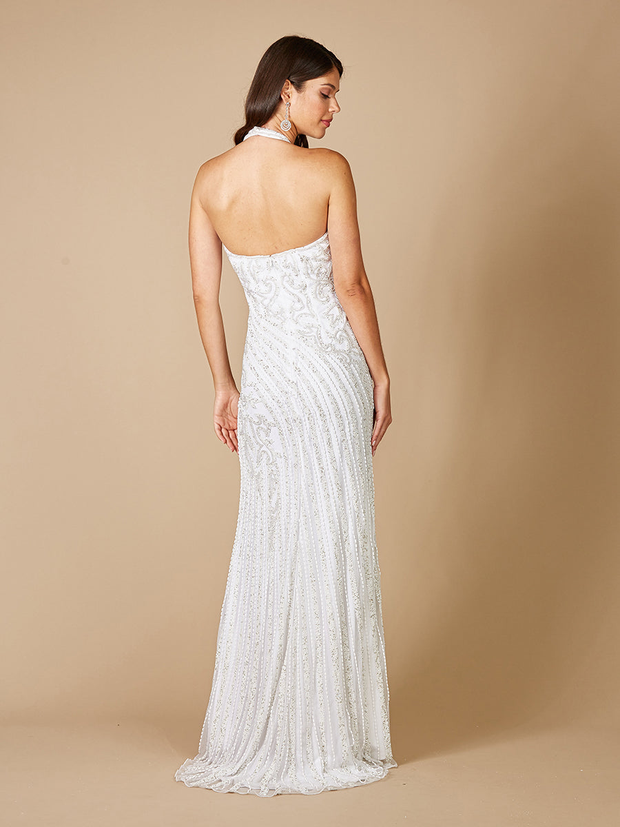 Robe de mariée perlée Lara Dawson avec col Américain
