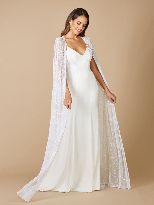 Cape longue en tulle brodé Lara Gracie