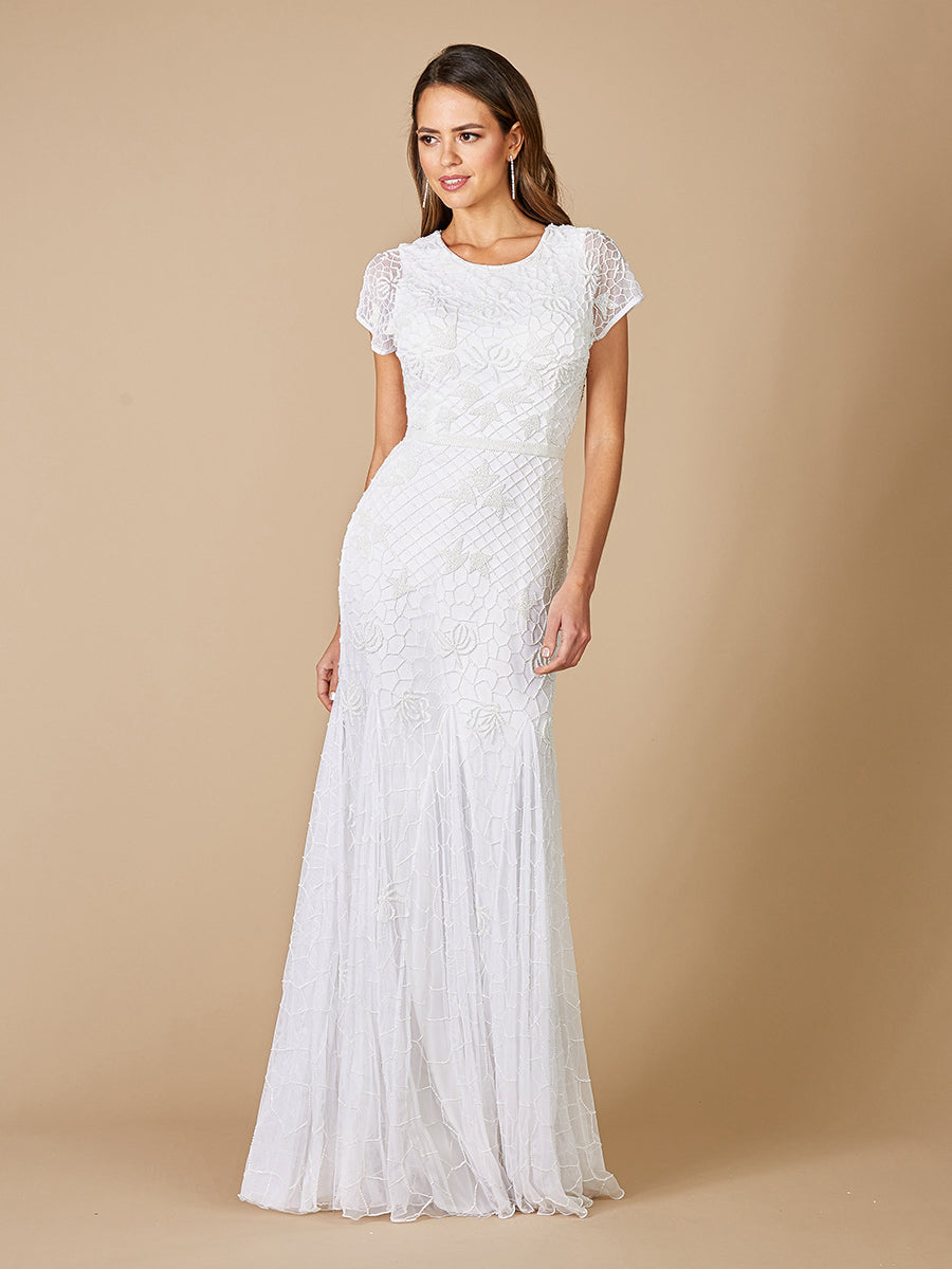 Lara Gale Hochgeschlossenes Brautkleid mit Perlenstickerei