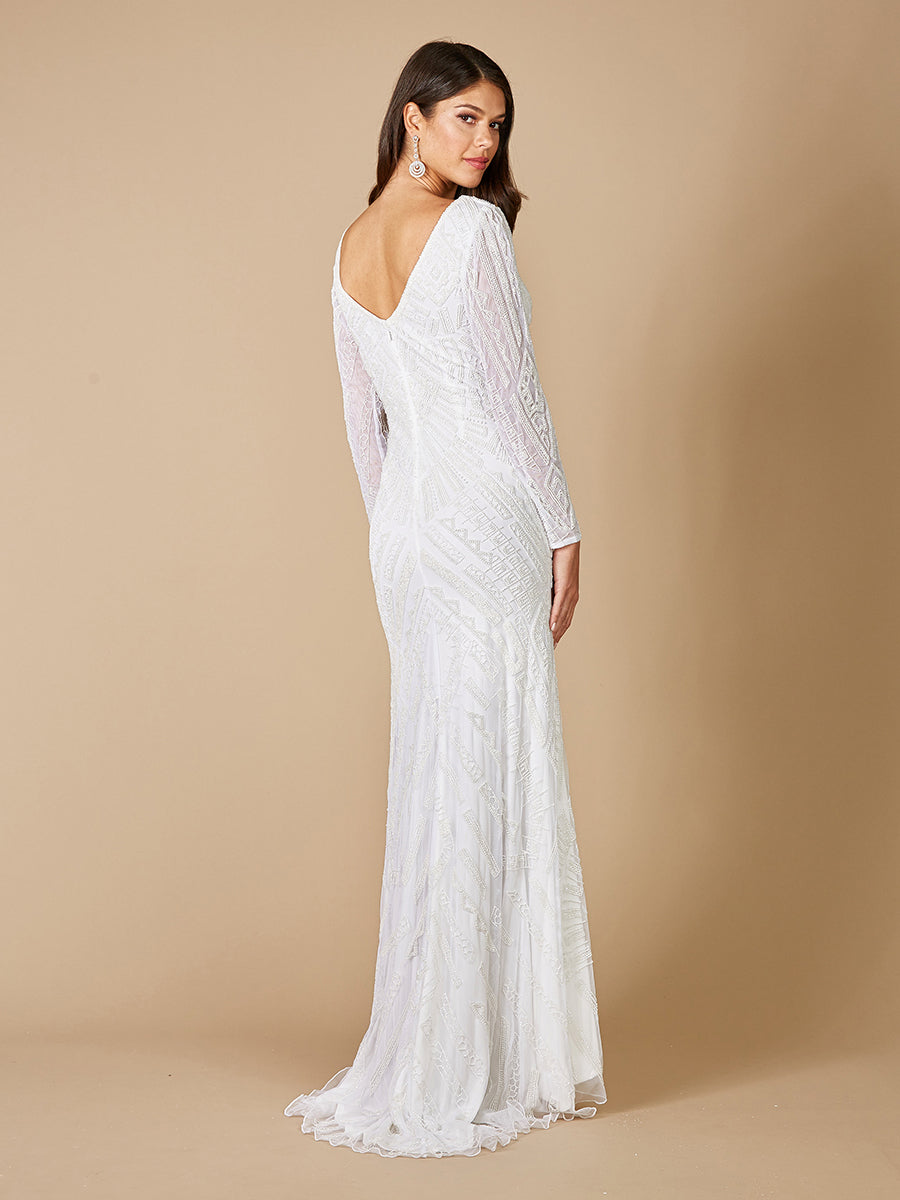 Robe de mariée à manches longues et col en V Lara Gretchen