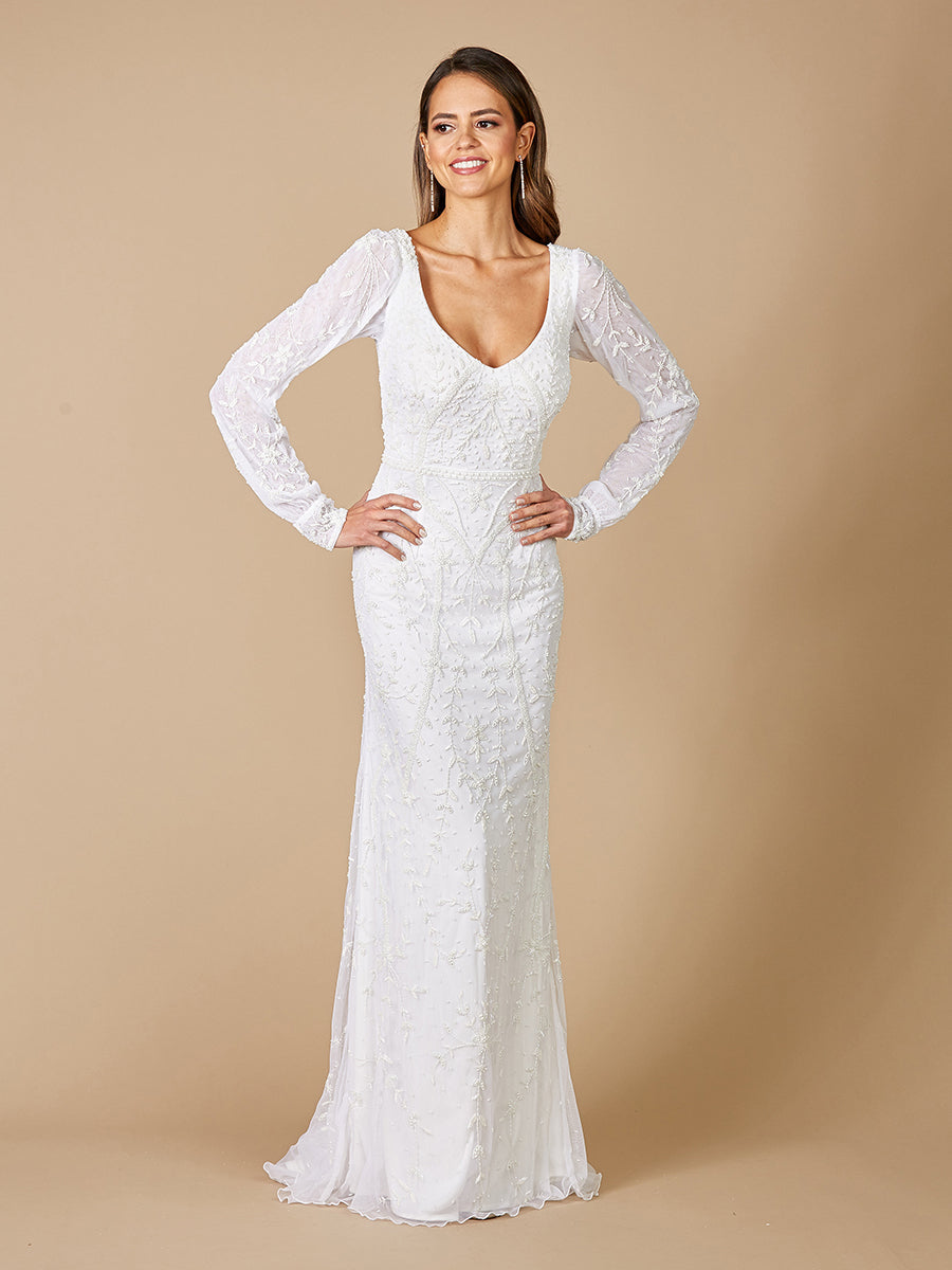 Lara Gigi Romantisches Langarm-Hochzeitskleid