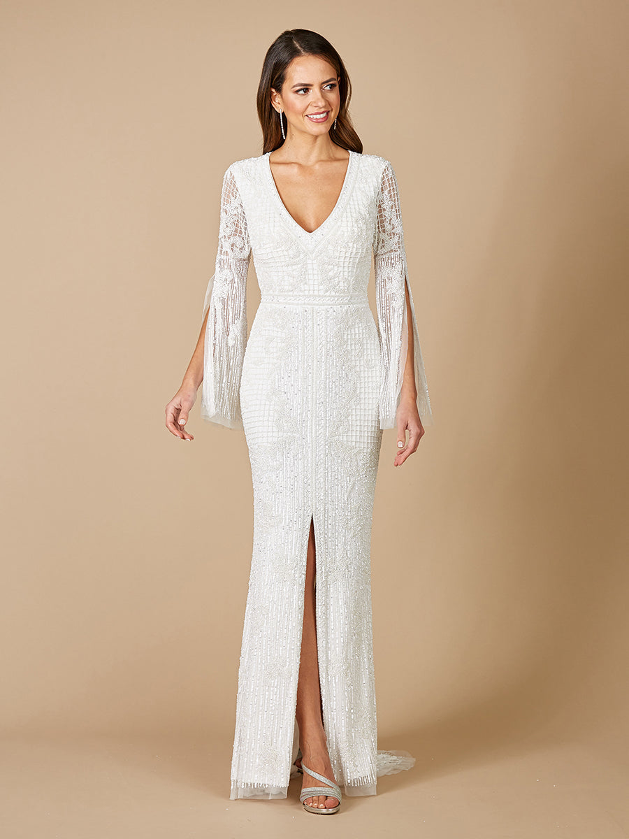 Robe de mariée perlée à manches longues Lara Fallon