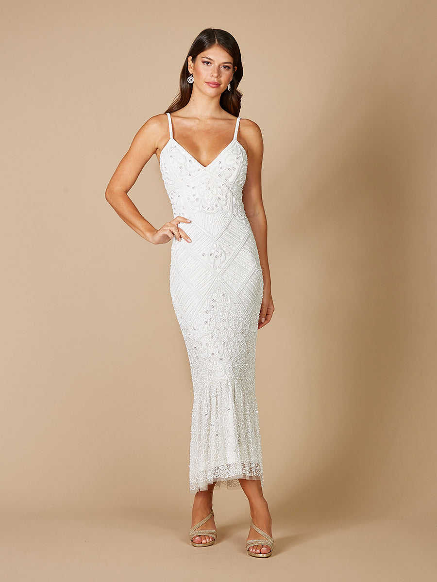 Robe de mariée décolleté en V à fines bretelles Lara Fae
