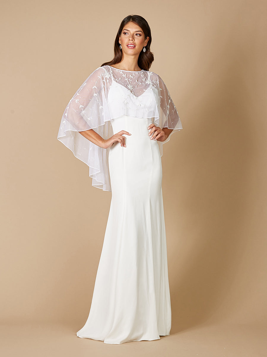 Lara Gertie Asymmetrisches Tüll-Capelet mit Perlen