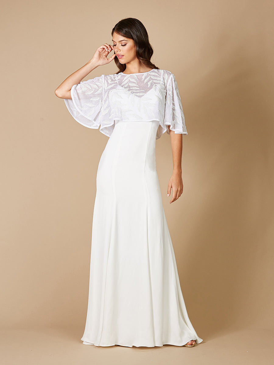 Gilly Boho Perlenbesetzter Pull-On Braut-Capelet