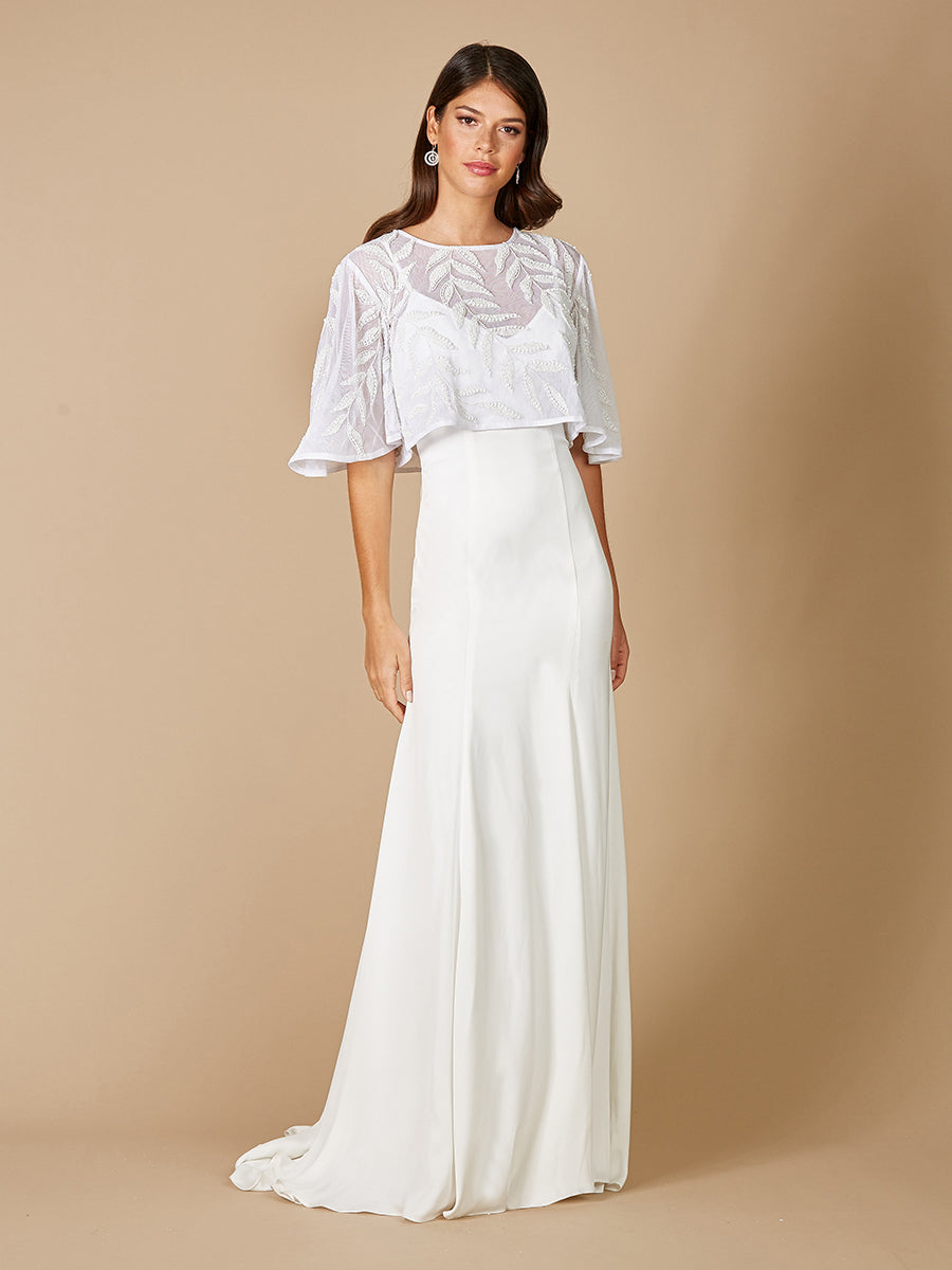 Gilly Boho Perlenbesetzter Pull-On Braut-Capelet