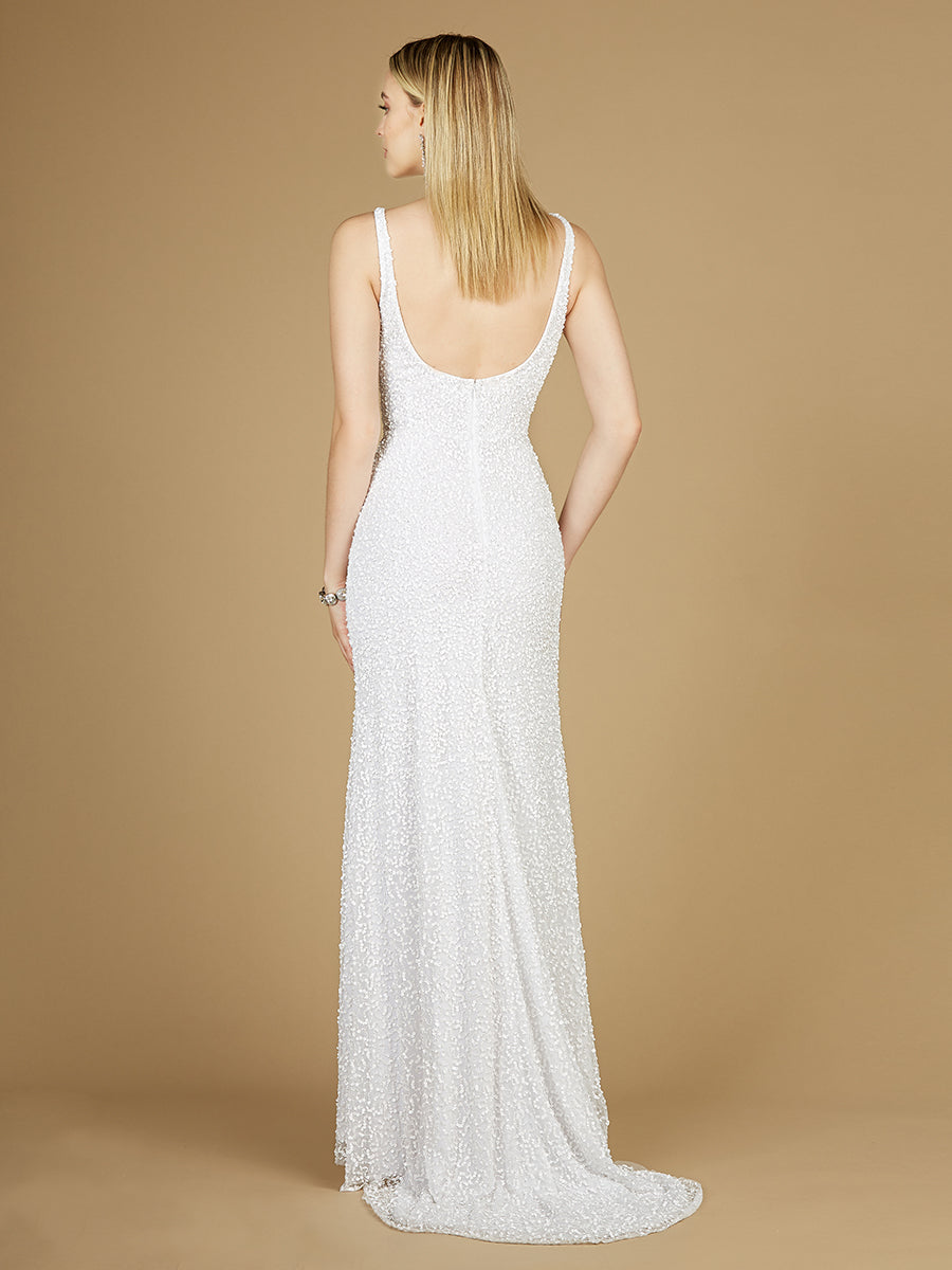Brautkleid mit Perlenstickerei und Schlitz