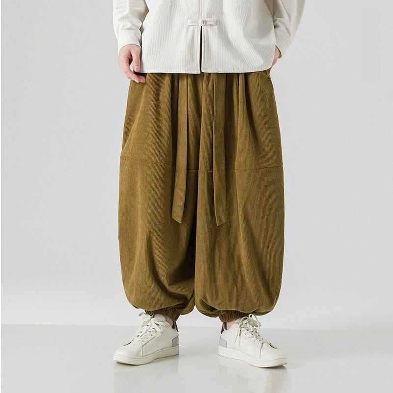 Men's Loose-fitting Harem Pants With Elastic Cuffs