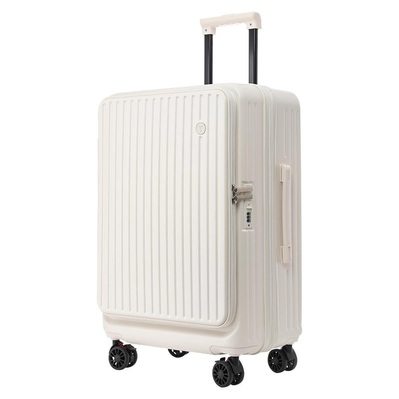 Front Opening Expandable Carry On Luggage, Large And Medium Sized Cabin Bag, Made Of Alloy Material, TSA Lock, USB Charging Port, Foldable Cup Holder