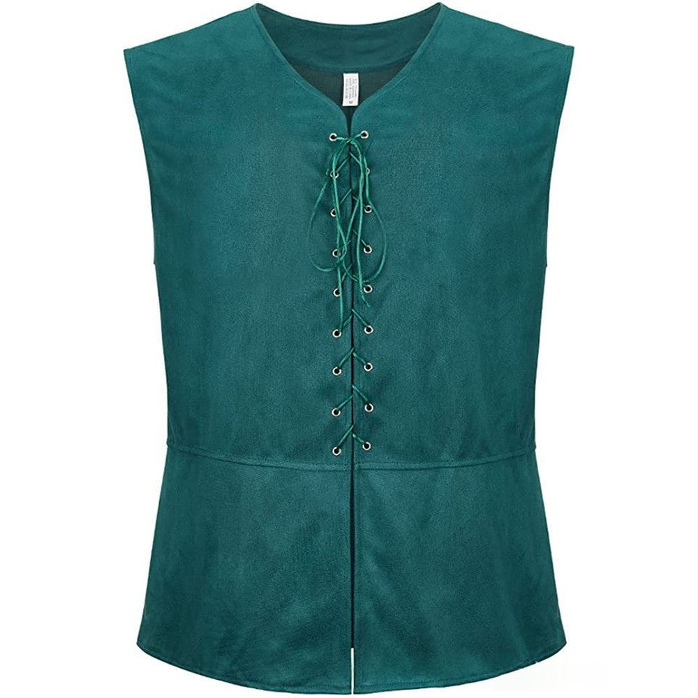 Retro Steampunk Vest Mens Lace-Up Waistcoat