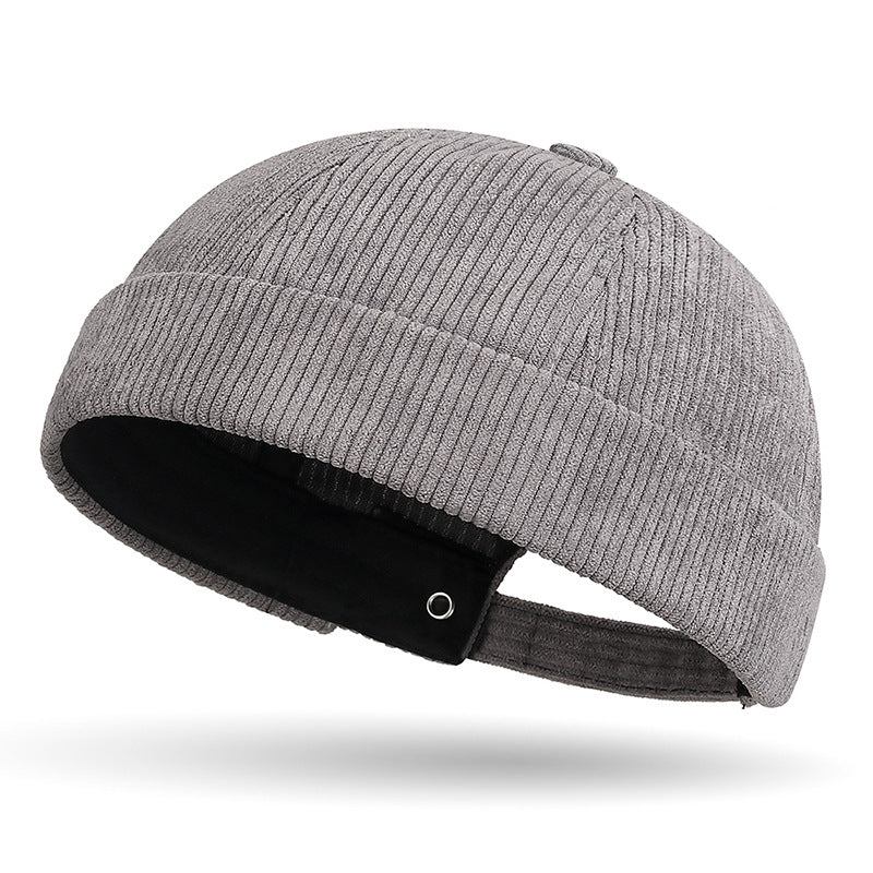 Spring Autumn And Winter Solid-Color Coarse-Woven Corduroy Bucket Hat