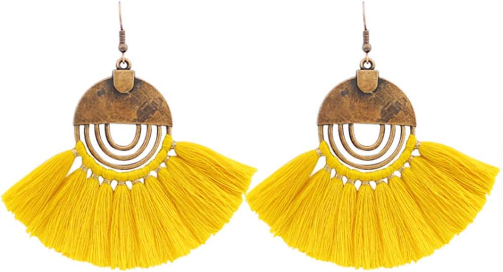 Faux Fur Pom Pom Tassel Drop Dangle Earrings Set