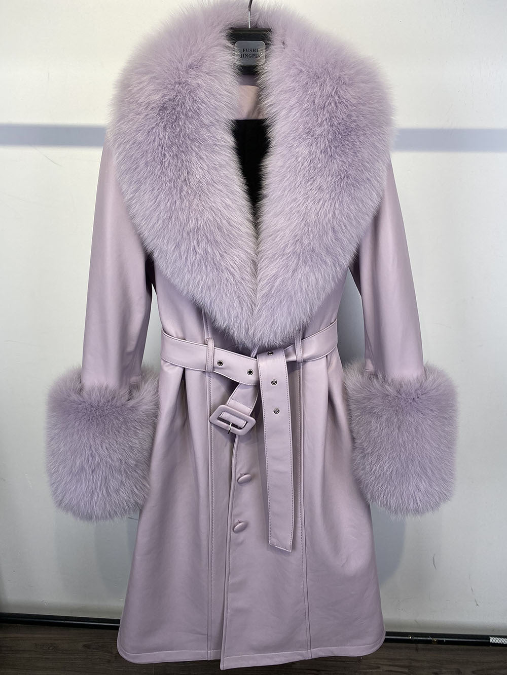 Slim-fit Leather Sheepskin Fox Fur Coat