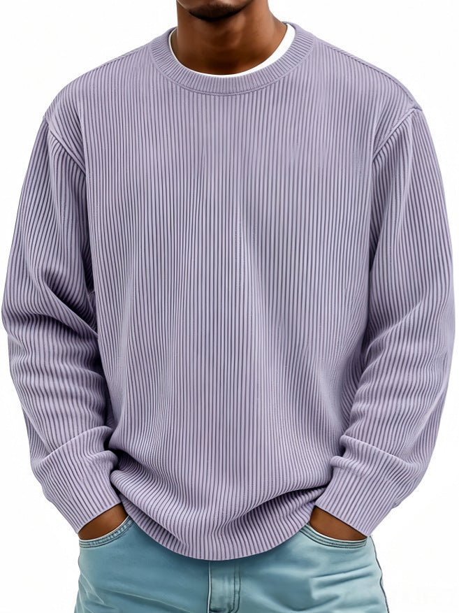 Mens Casual Long-sleeve Crew-neck Corduroy Sweatshirt